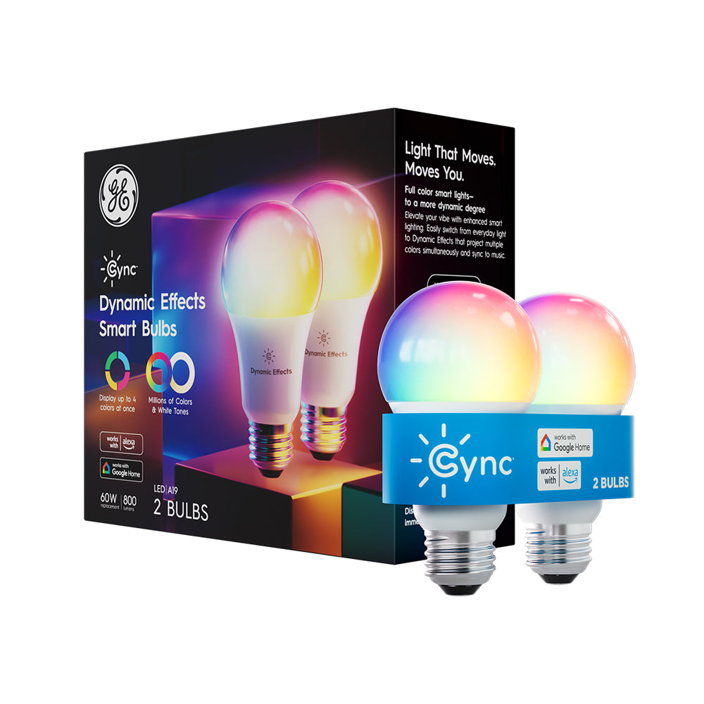 GE Cync Dynamic Effects A19 LED Smart Bulbs (2-Pack)